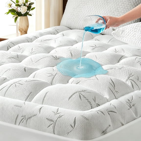 Mattress Topper, Thick Pillow Top Mattress Pad,Up to 21 Inch Deep Pocket,Soft Breathable Mattress Pad for Back Pain, Waterproof Protector Cover(White)Queen Size