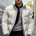 thumbnail image 3 of BAETEUY Men Cotton Coat, Stand Collar, Long Sleeve, Zipper Closure, Thickened, Jacket, Side Pockets, Down, Cotton, Puffer, Outwear, 3 of 8