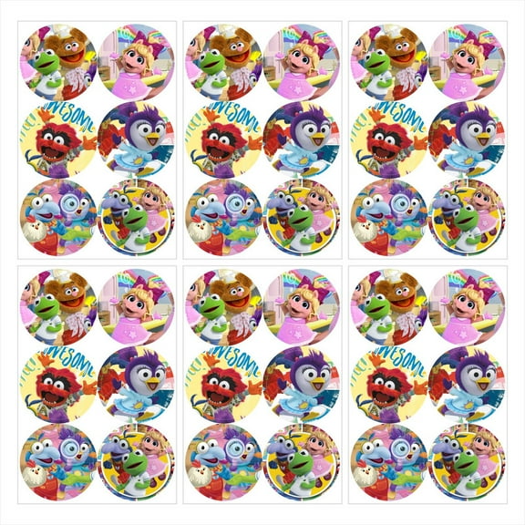 Muppet Babies Stickers Party Favors Labels Birthday Thank You Themed Round Circle Baby Shower 60pcs