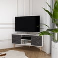 thumbnail image 4 of Lesson 47" Wide Corner TV Stand White & Black Marble Pattern, 4 of 7
