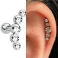 thumbnail image 2 of RSAMD Crystal Cartilage Piercing Helix Earring Stud Barbell Stainless Steel Ear Stujo-Black-, 2 of 8