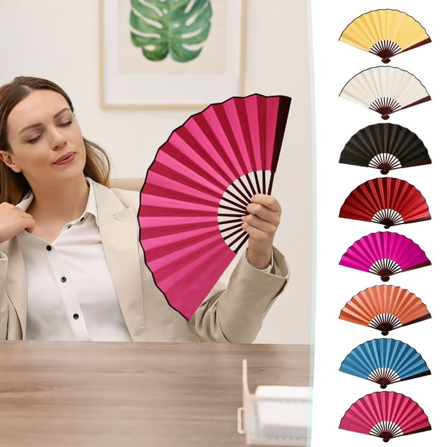 Xihbxyly Abanico Plegable Rojo, Diseño Elegante, Compacto y Ligero, Material Duradero, Accesorio de Moda Versátil, Decoración para Bodas, Regalo Perfecto para La Familia, Tamaño de 8 Pulgadas.