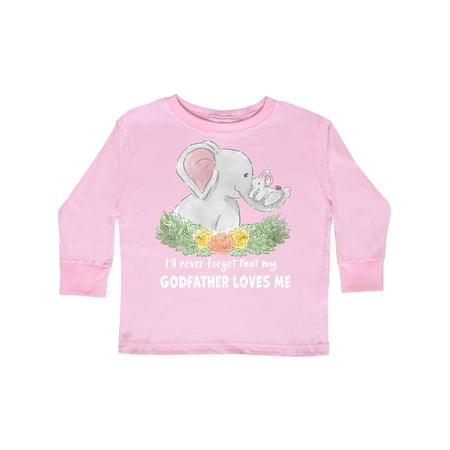 

Inktastic I ll Never Forget That My Godfather Loves Me Cute Elephants Gift Toddler Boy or Toddler Girl Long Sleeve T-Shirt