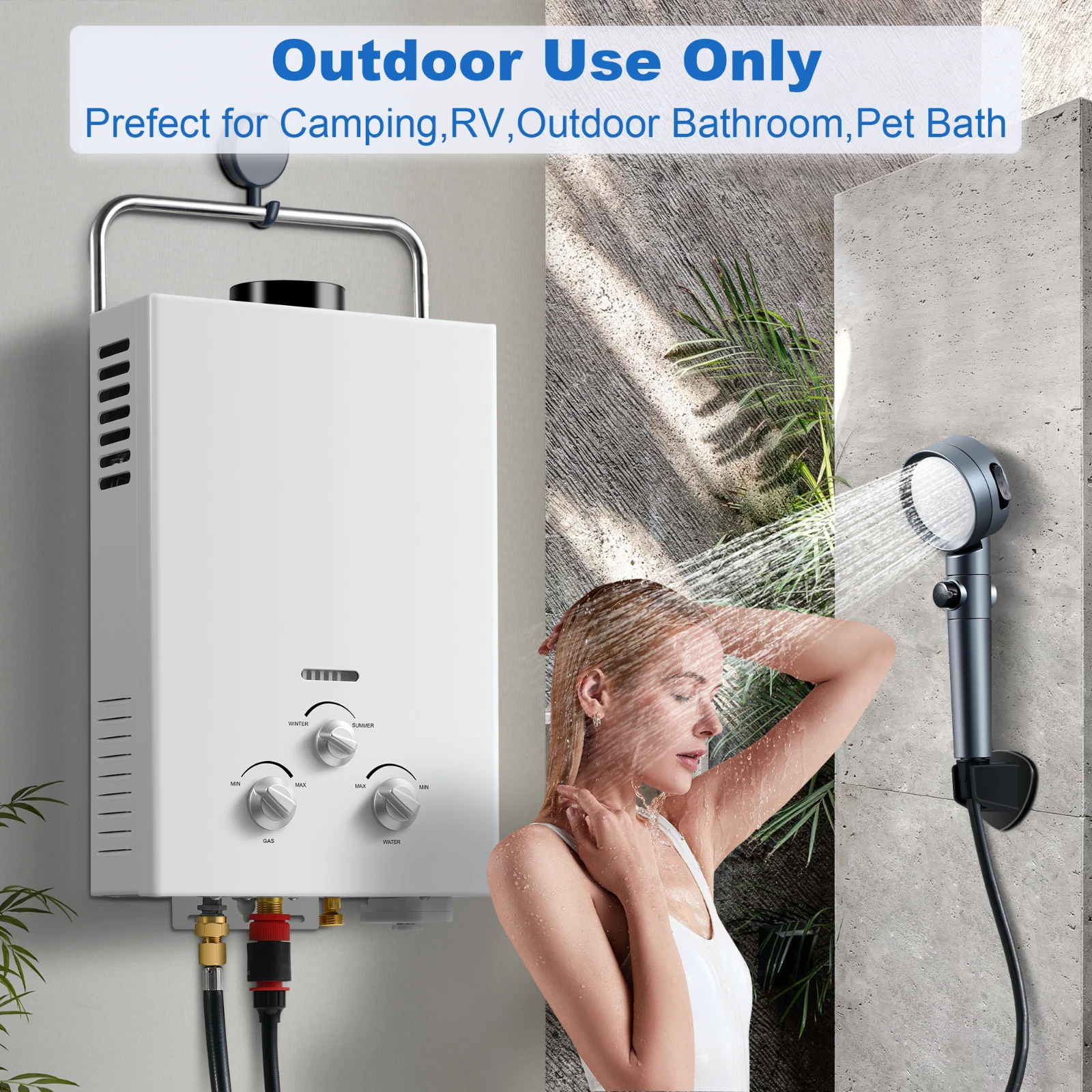 Outdoor Propane Tankless Water Heater - 6L 1.58 GPM Portable Gas Water Heater for RV Cabin Camping with Handle