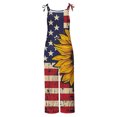 thumbnail image 5 of Frostluinai Patriotic Overalls for Women 4th of July Adjustable Spaghetti Strap Linen Overalls Vintage Floral Print Rompers with Pockets, 5 of 5
