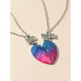 thumbnail image 5 of HOOUN 2 Pc Broken Heart Best Friend Colourful Pink Blue Friendship Necklace Chain Gift, 5 of 5
