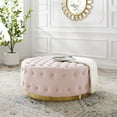 thumbnail image 2 of Tufted Accent Chair Ottoman, Round, Velvet, Pink, Modern Contemporary Urban Design, Living Lounge Room Hotel Lobby Hospitality, 2 of 7