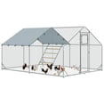 thumbnail image 1 of PawHut Chicken Run, Large Metal Chicken Coop w/ Cover for 12-18 Chickens, 1 of 10