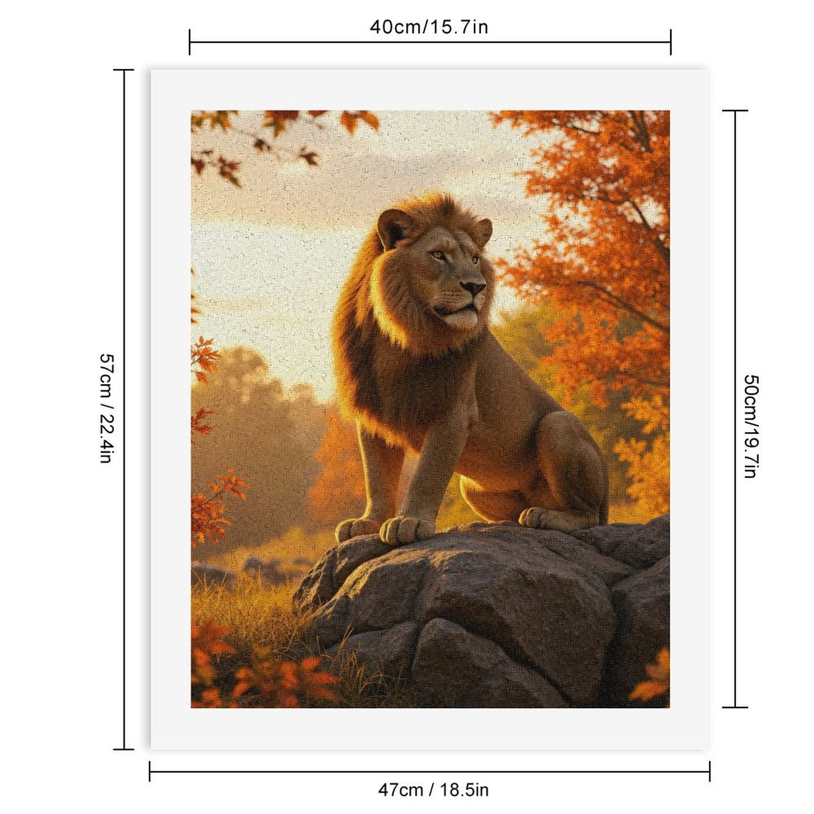 Paint by Numbers Kit for Adults, Lion Majestic Autumn Rock Scenery Paint by Numbers, Easy Paint by Numbers Kit for Adults Beginner, DIY Adult Paint by Number Kits on Canvas, 12x16in Home Decor