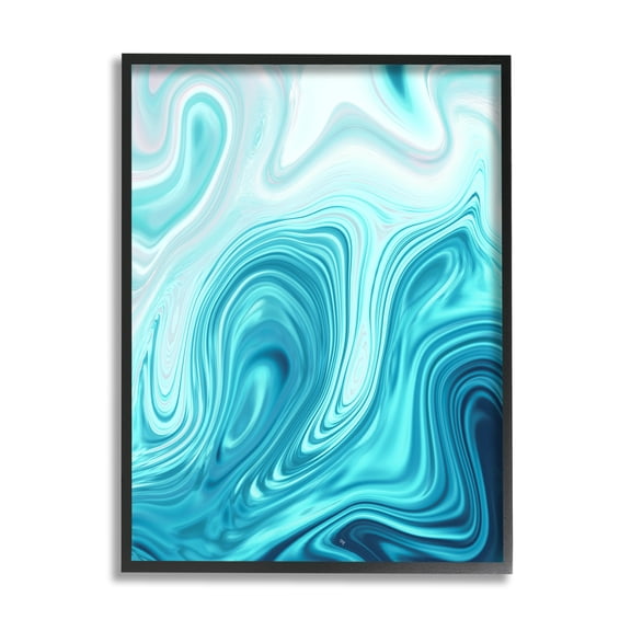 Stupell Industries Blue Abstract Ripples Abstract Painting Black Framed Art Print Wall Art, 11 x 14