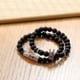 thumbnail image 2 of Pulseras de cuentas negras mate de 8 mm con piedra de ónix y corona de rey., 2 of 5