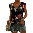 thumbnail image 4 of Womens Tops V Neck Plain Short Sleeve Casual Loose Basic Tee T Shirts for Women Black, 4 of 4