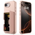 thumbnail image 2 of Compatible with iPhone 16e Wallet Phone Case,Back Flip Kickstand,With Card Holder(Store 4-5 Cards and Folded Money),Built-in Mirror,Heavy Duty Shockproof Anti-Scratch Phone Case,Rosegold, 2 of 7