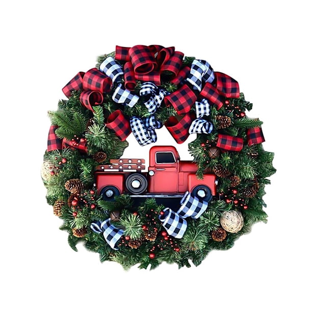 Guirnalda De Navidad Decoración Del Festival Adorno Puerta De Madera Y Tela Decoración Colgante Patrón De Coche Para La Decoración De La Ventana De Navidad Kearding HA020706-00