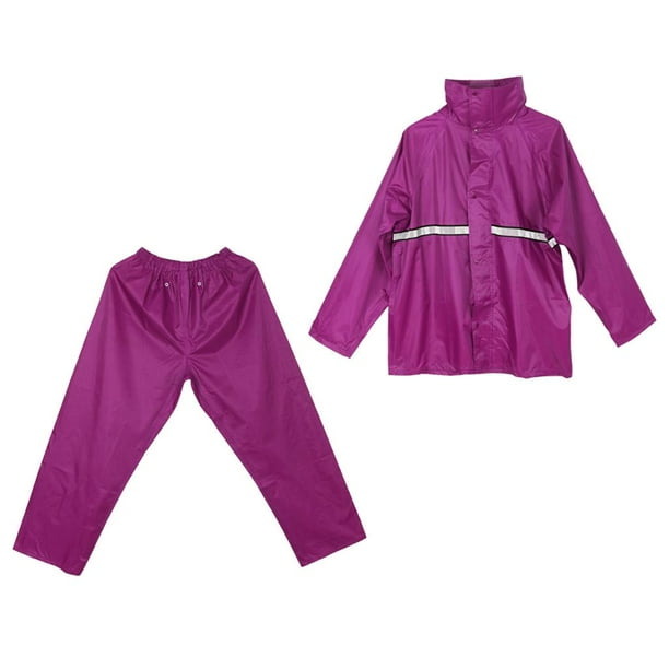 Conjunto de Pantalón Impermeable con Capucha Y de Lluvia con Reflector Burdeos
