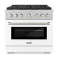 thumbnail image 3 of ZLINE 36 in. 5.2 cu. ft. Paramount Dual Fuel Range with 6 Burner Gas Cooktop and Electric Convection Oven in DuraSnow Stainless Steel with White Matte Door (SDRS-WM-36), 3 of 3