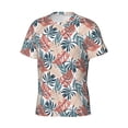 thumbnail image 5 of Vsdgher Tropical Leaves Print Men's Dry Fit Mesh Athletic Shirts Moisture Wicking Tennis T-Shirt Tops, 5 of 9