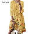 thumbnail image 4 of Qarigey Vestido Midi de manga larga estampado cuello gran columpio cintura alta ropa de mujer Vestidos Amarillo 4XL, 4 of 8