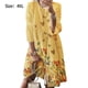 thumbnail image 4 of Qarigey Vestido Midi de manga larga estampado cuello gran columpio cintura alta ropa de mujer Vestidos Amarillo 4XL, 4 of 8