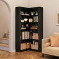 thumbnail image 5 of 71.8" Tall Farmhouse L-Shaped Corner Bookshelf, 5-Tier Heavy Duty MDF Corner Bookcase for Bedroom Living Room Home Office, Black, 5 of 7
