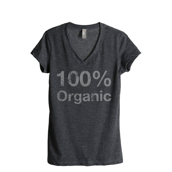 100% Organic Women's Fashion Relaxed V-Neck T-Shirt Tee Charcoal Grey Small