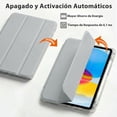thumbnail image 4 of Funda para iPad 10ª Gen 10.9” con Porta Lápiz (Parte Trasera Rígida Transparente, Color Gris, con Stickers), 4 of 7