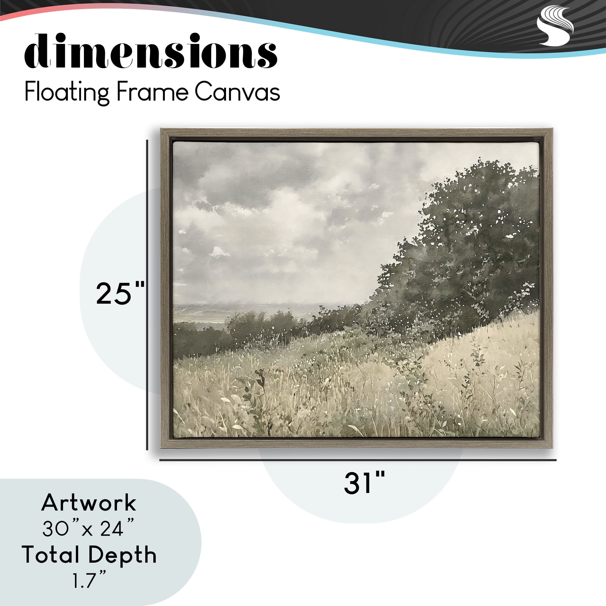 Stupell Industries Soft & Subtle Meadow Landscape Brown Framed Floater Canvas Wall Art, design by Riley B