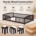 thumbnail image 5 of Miniyam Twin Kids Floor Bed with Guardrails, Pine Wood Montessori Bed Frame with Rounded Opening, Espresso, 5 of 8