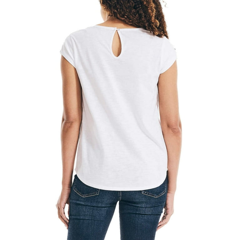 Nautica Women's Keyhole Back Soft Cotton Blend T-Shirt 