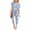 Floral Light Blue, variant on Women's Loose Solid Off Shoulder Elastic Waist Stretchy Long Romper Jumpsuit with Pockets