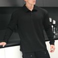 thumbnail image 5 of BangWanChi Men's Casual Solid Color Flap Button Shirts Long Sleeve Pullovers Lapel Top, 5 of 6