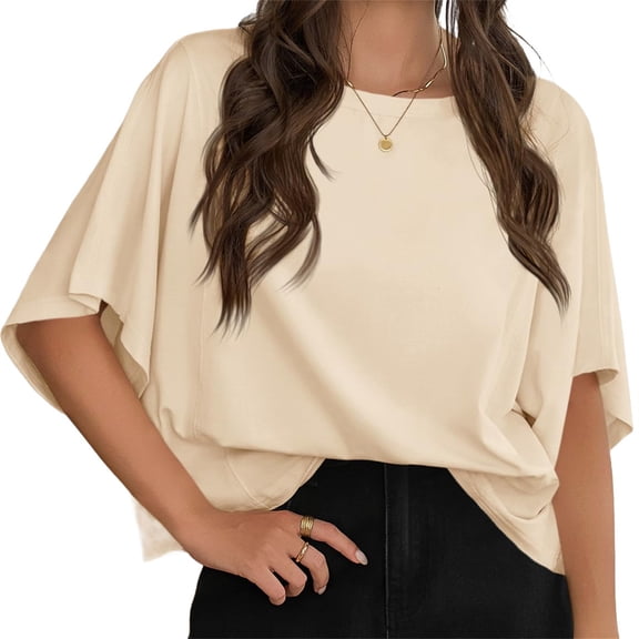 Summer Short Sleeve Oversize Loose Women Casual Batwing T Shirt Tops