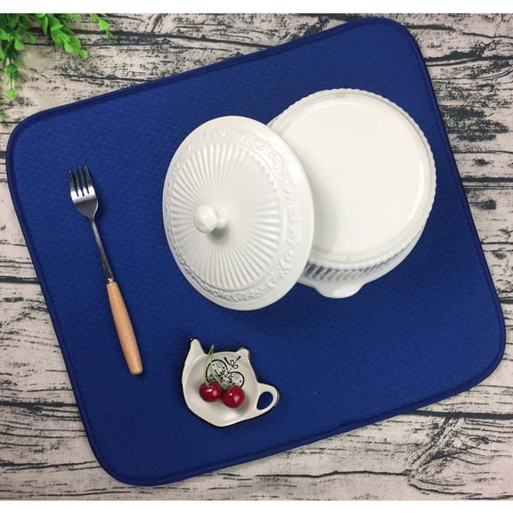 YUNLIGHTS Blue Heat Resistant Drying Mat, Absorbent, Non-Slip, Foldable with Hanging Loop
