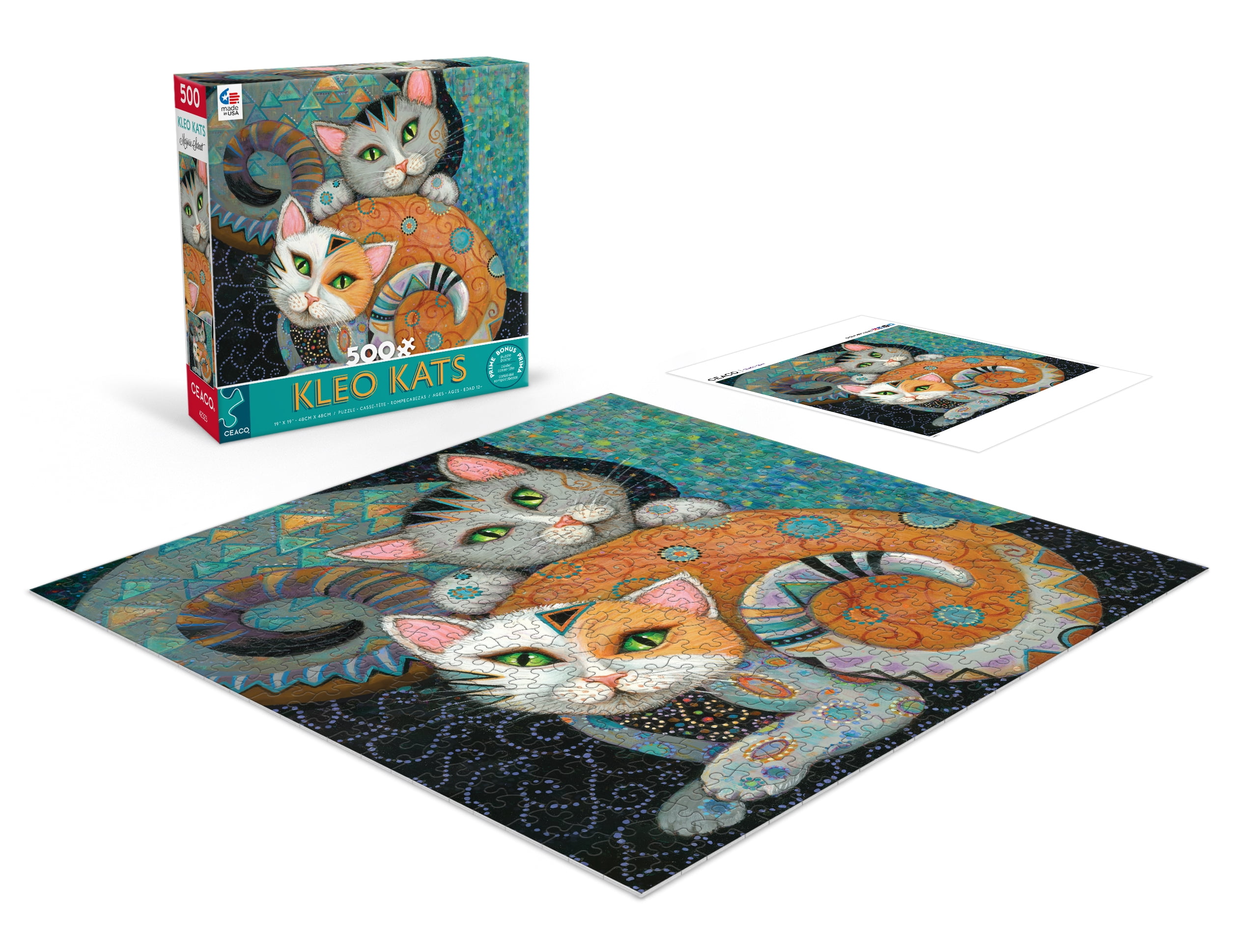 Ceaco - Kleo Kats - Kuddlekats - 500 Piece Interlocking Jigsaw Puzzle