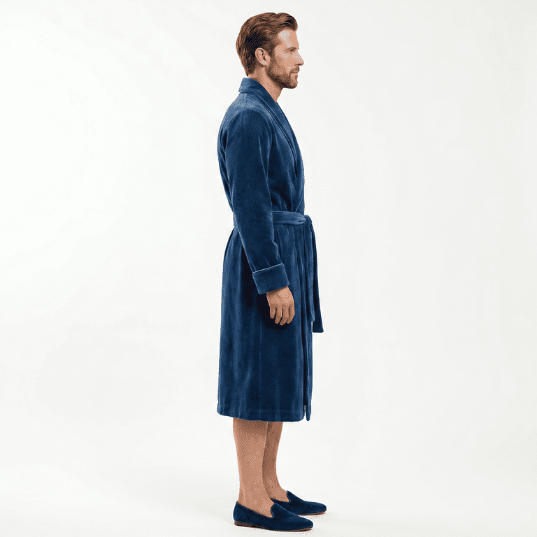 blue velvet dressing gown Luxury Men's Robe Gown, Shawl Collar for Men, Soft Long Velvet House Coat, Wedding Lounge Robe, Gentleman Sleepwear gender department:Girl