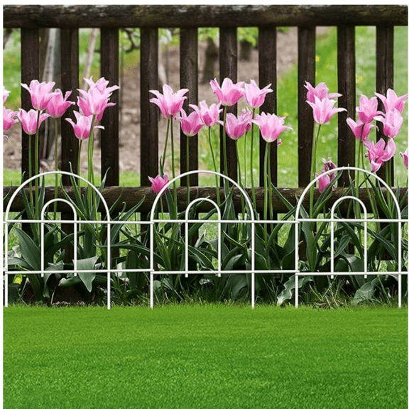 White Garden Fence Border 18in X50ft Outdoor Metal Wire Garden Fencing Flower Bed Folding Fences Panel Patio Edging Landscape for Yard