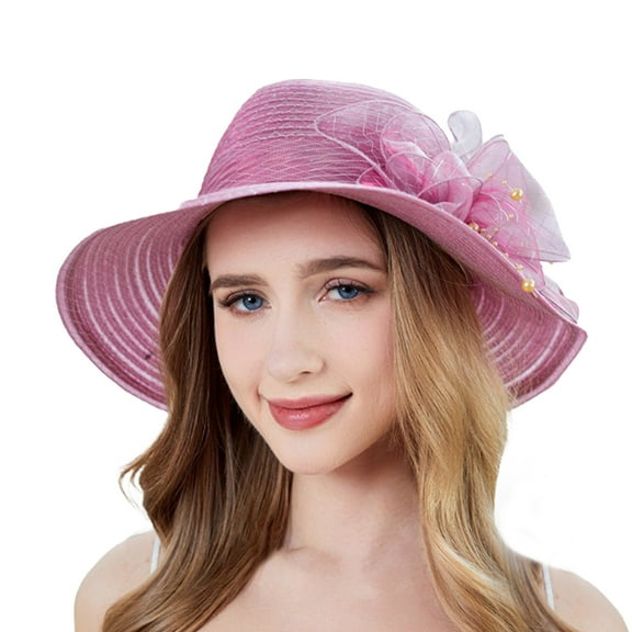 Fgnfyis Women's Summer Beret Elegant Temperament Sun Wide Brim Fisherman Sunshade Hat Purple M