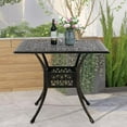 thumbnail image 2 of VIVIJASON 35.4" Outdoor Patio Dining Square Table Bronze Cast Aluminum Rustic Large Patio Table with Umbrella Hole, 2 of 7