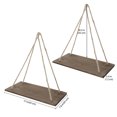 thumbnail image 4 of Wall Hanging Floating Shelf w/ Hooks Set of 2 Rope Swing Mounted Wood Display Rack for Rustic Shelve Plant Shelving, Farmhouse, Home Decor, Living Room, Bathroom, Bedroom, Kitchen, Apartment, 4 of 7