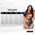 thumbnail image 2 of KLL Women 's Crew Neck Bodysuit Jumpsuits Sunset Surfing Silhouette Print Short onesies Stretch T Shirts, 2 of 5