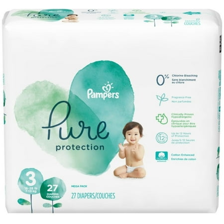 3 Pack - Pampers Pure Protection Diapers Mega Pack, Size 3, 27
