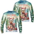 thumbnail image 3 of Merry Christmas Santa Reindeer Antlers Yorkshire Terrier Sleigh Xmas Winter Holiday All Over Print 3D Sweatshirt Unisex Merch Yorkie Dog Lover Gifts - 00023, 3 of 6