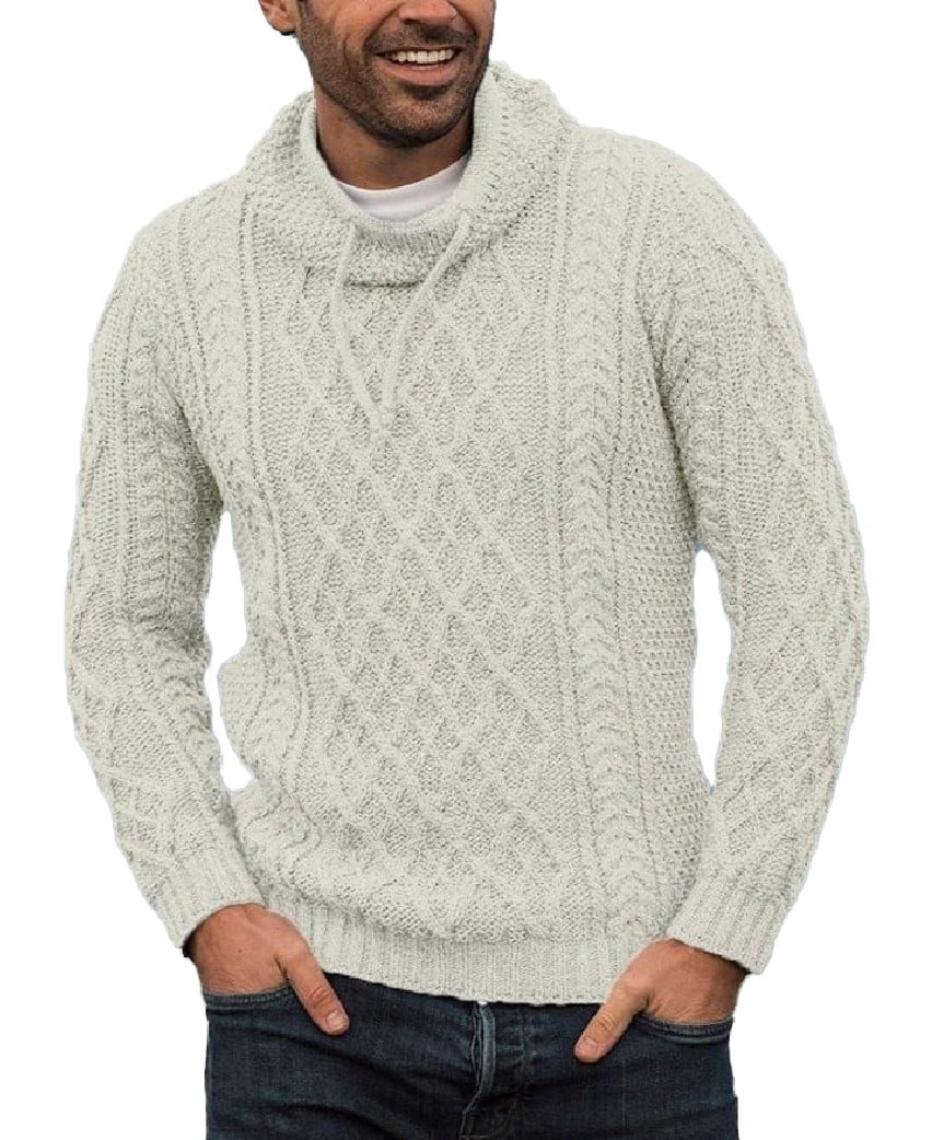 Aran Woollen Mills - Irish Sweater for Men's 100% Merino Wool Aran Knit ...