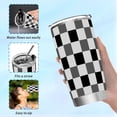 thumbnail image 5 of 12 Oz Stainless Steel Vacuum Insulated Tumbler Black White Gray Checkered Coffee Cup with Lids and Straw Double Wall Water Travel Mug for Hot and Cold Drinks for Home Office, 5 of 5