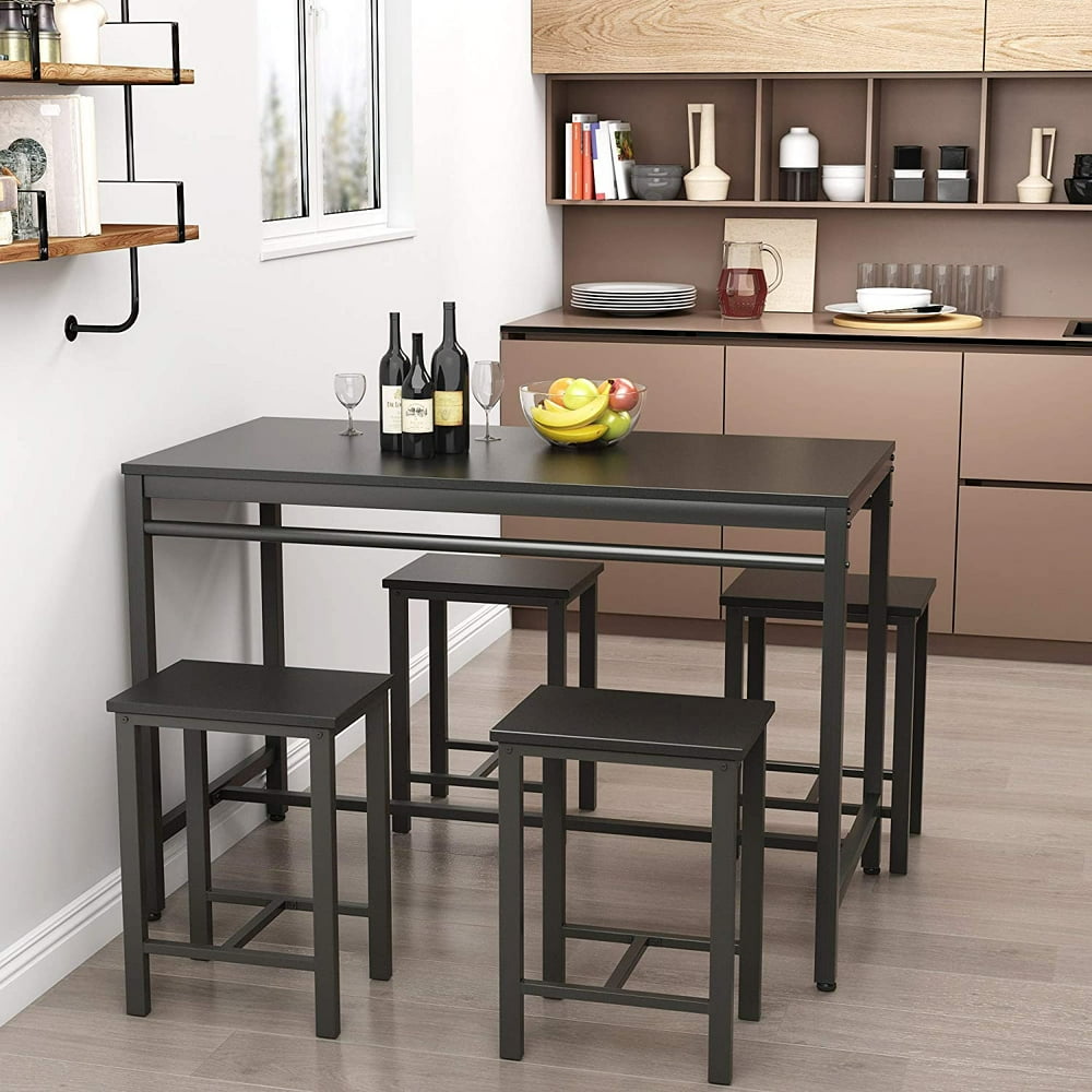 DKLGG 5-Piece Dining Set Counter Height Table with Metal Legs