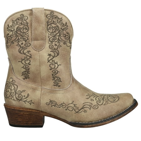 

Roper Womens Riley Scroll Embroidered Snip Toe Cowboy Casual Mid Calf Boot