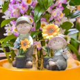 thumbnail image 1 of Estatua de jardín de niño y niña, figura en miniatura para patio, decoración de jardín, linda estatua de resina para jardín, para el hogar, balcón, Rosa, 1 of 8