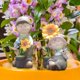 thumbnail image 2 of Escultura de jardín para exteriores con forma de parterre de flores, estatua de resina divertida y bonita para niño y niña, figura en miniatura para Rosa, 2 of 8