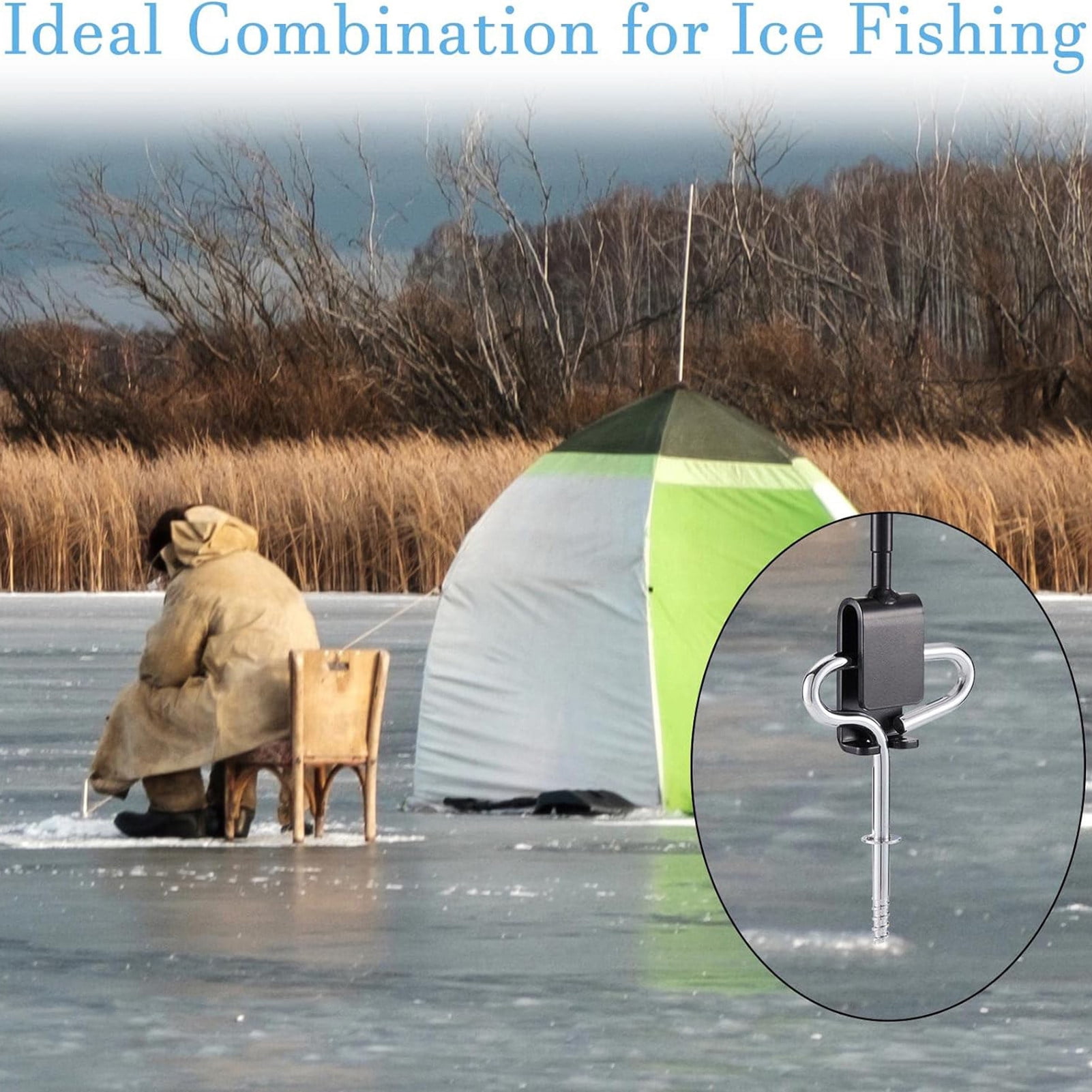 4x Ice Fishing Anchors Ice Anchor Drill Adapter Practical Tent