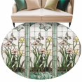 thumbnail image 2 of Green Spring Botanical Round Area Rug 5 FT, Non Slip Bedroom Rugs, Summer Butterfly Vintage Washable Soft Circular Carpet Non-Shedding Floor Mat for Kitchen Dining Room Foyer Balcony Dorm, 2 of 8
